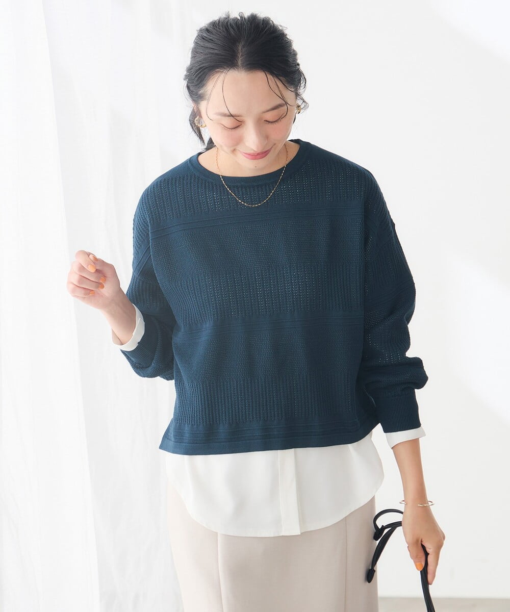 K3FJD05069 a.v.v Elmi(アー・ヴェ・ヴェ) 【低身長サイズ/2SET】レイヤード ニット セット オレンジ