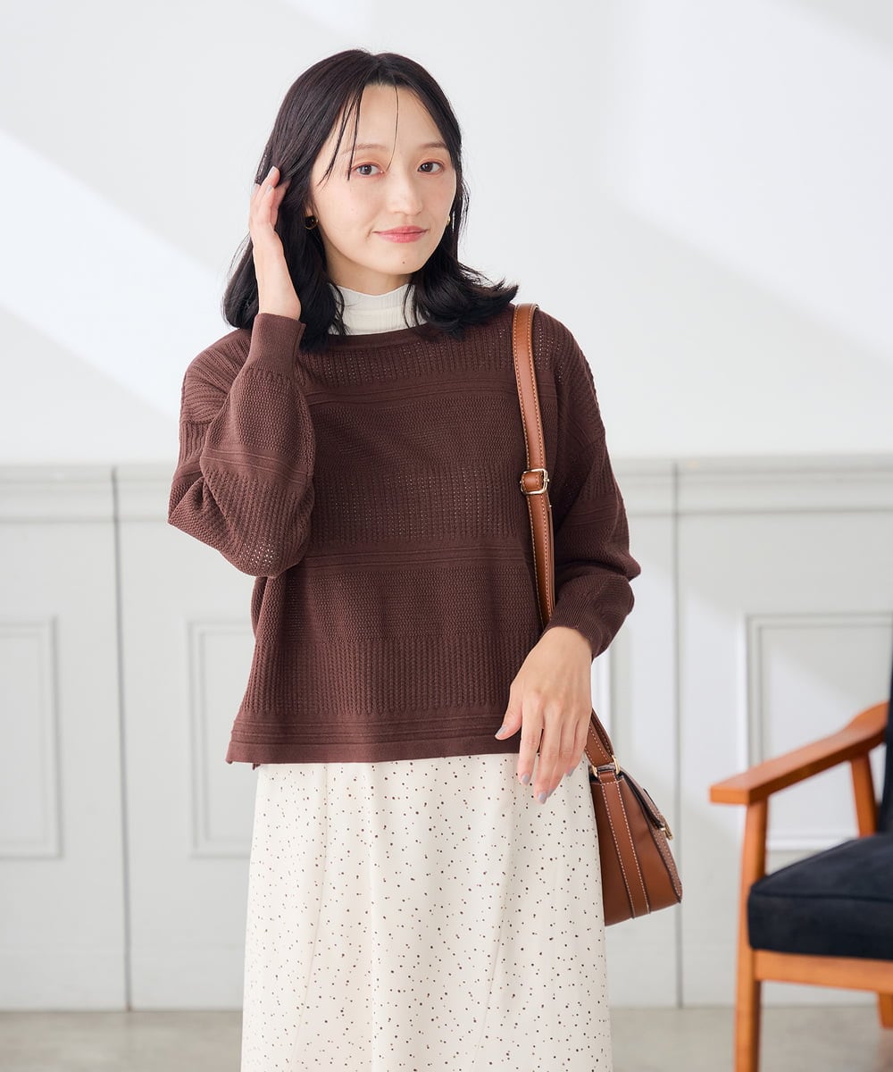 K3FJD05069 a.v.v Elmi(アー・ヴェ・ヴェ) 【低身長サイズ/2SET】レイヤード ニット セット オレンジ