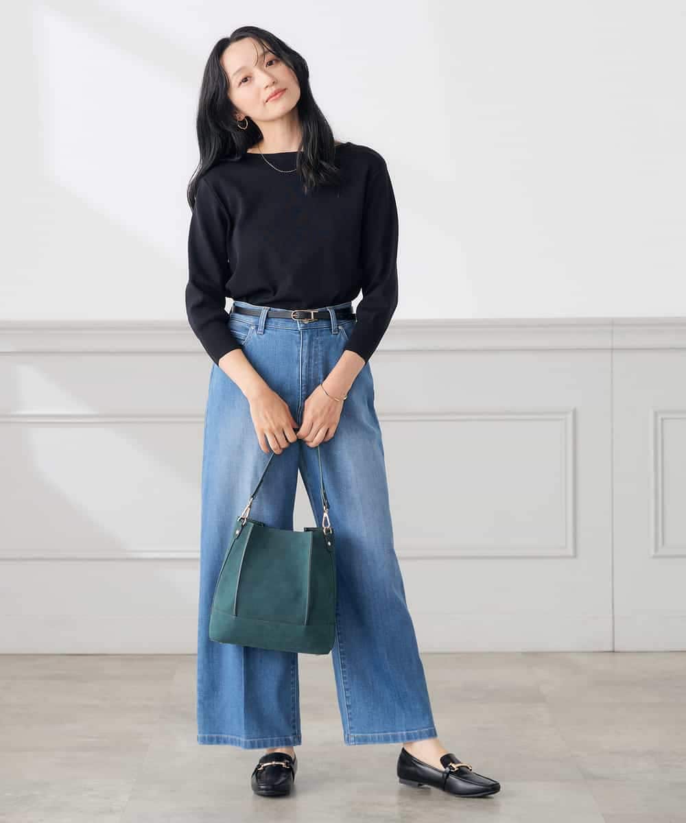 K3FJD69039 a.v.v Elmi(アー・ヴェ・ヴェ) 【低身長サイズ】ボートネックパフスリーブニット【UVカット/洗える】 オレンジ
