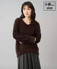 K3FLA21044 a.v.v Elmi(アー・ヴェ・ヴェ) 【低身長サイズ】フェザーヤーンVネックニット ブラウン