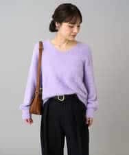 K3FLA21044 a.v.v Elmi(アー・ヴェ・ヴェ) 【低身長サイズ】フェザーヤーンVネックニット ダークグレー