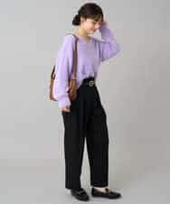 K3FLA21044 a.v.v Elmi(アー・ヴェ・ヴェ) 【低身長サイズ】フェザーヤーンVネックニット ダークグレー