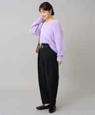 K3FLA21044 a.v.v Elmi(アー・ヴェ・ヴェ) 【低身長サイズ】フェザーヤーンVネックニット ダークグレー