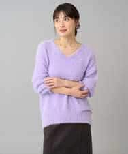 K3FLA21044 a.v.v Elmi(アー・ヴェ・ヴェ) 【低身長サイズ】フェザーヤーンVネックニット ダークグレー