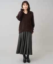 K3FLA21044 a.v.v Elmi(アー・ヴェ・ヴェ) 【低身長サイズ】フェザーヤーンVネックニット ダークグレー