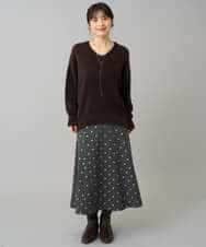 K3FLA21044 a.v.v Elmi(アー・ヴェ・ヴェ) 【低身長サイズ】フェザーヤーンVネックニット ダークグレー