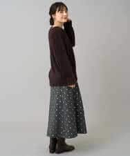 K3FLA21044 a.v.v Elmi(アー・ヴェ・ヴェ) 【低身長サイズ】フェザーヤーンVネックニット ダークグレー