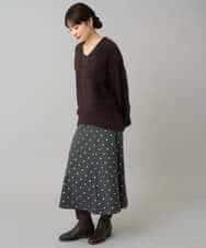 K3FLA21044 a.v.v Elmi(アー・ヴェ・ヴェ) 【低身長サイズ】フェザーヤーンVネックニット ダークグレー