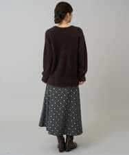 K3FLA21044 a.v.v Elmi(アー・ヴェ・ヴェ) 【低身長サイズ】フェザーヤーンVネックニット ダークグレー