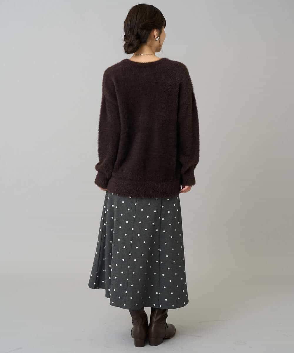 K3FLA21044 a.v.v Elmi(アー・ヴェ・ヴェ) 【低身長サイズ】フェザーヤーンVネックニット ダークグレー