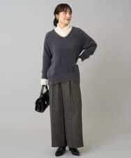 K3FLA21044 a.v.v Elmi(アー・ヴェ・ヴェ) 【低身長サイズ】フェザーヤーンVネックニット ダークグレー