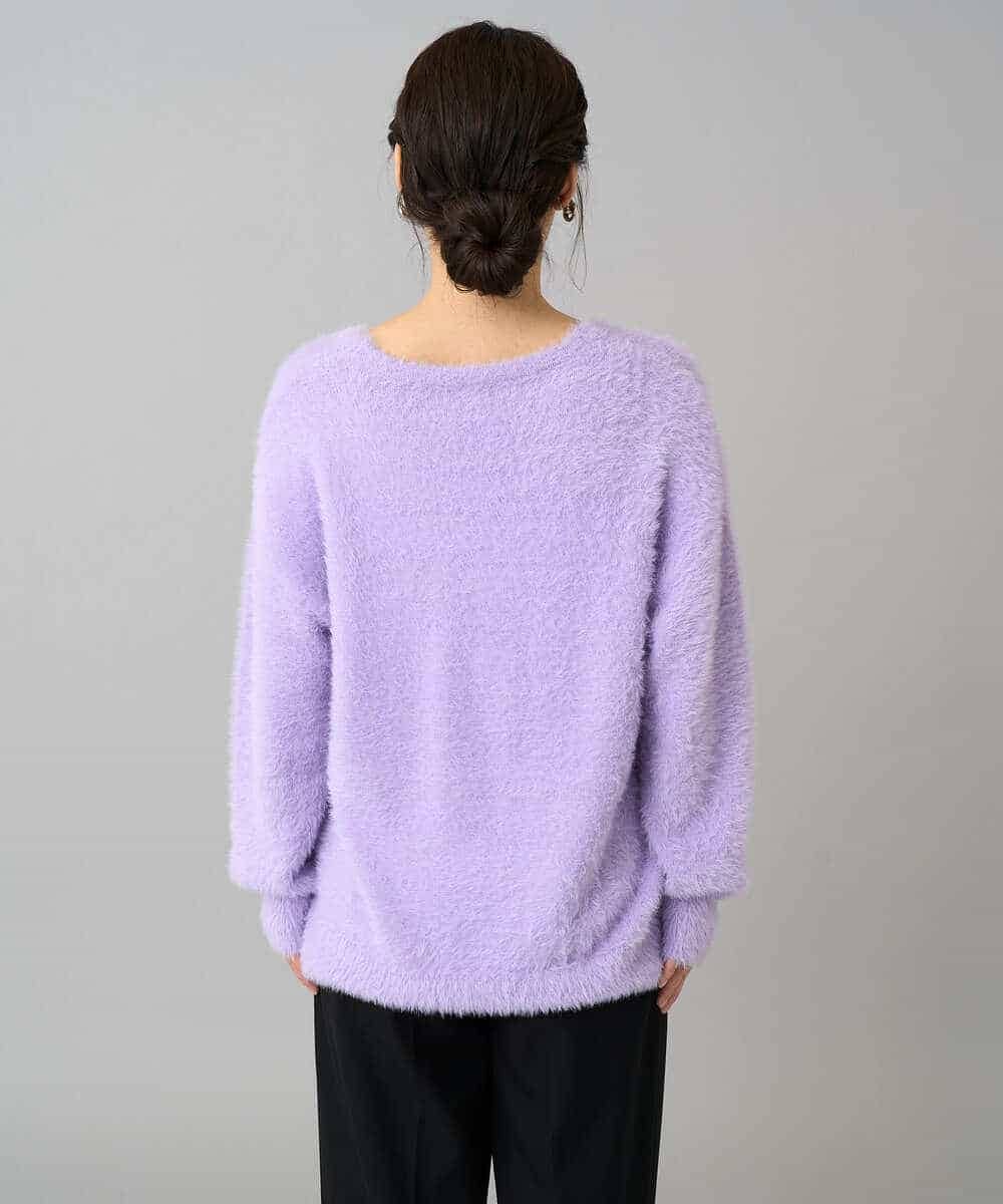 K3FLA21044 a.v.v Elmi(アー・ヴェ・ヴェ) 【低身長サイズ】フェザーヤーンVネックニット ダークグレー