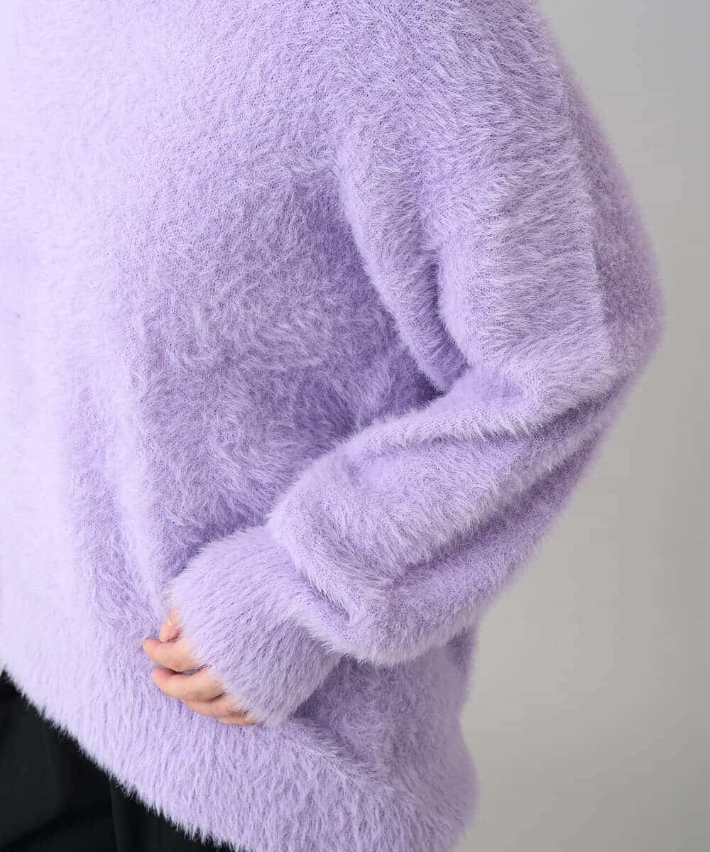 K3FLA21044 a.v.v Elmi(アー・ヴェ・ヴェ) 【低身長サイズ】フェザーヤーンVネックニット ダークグレー