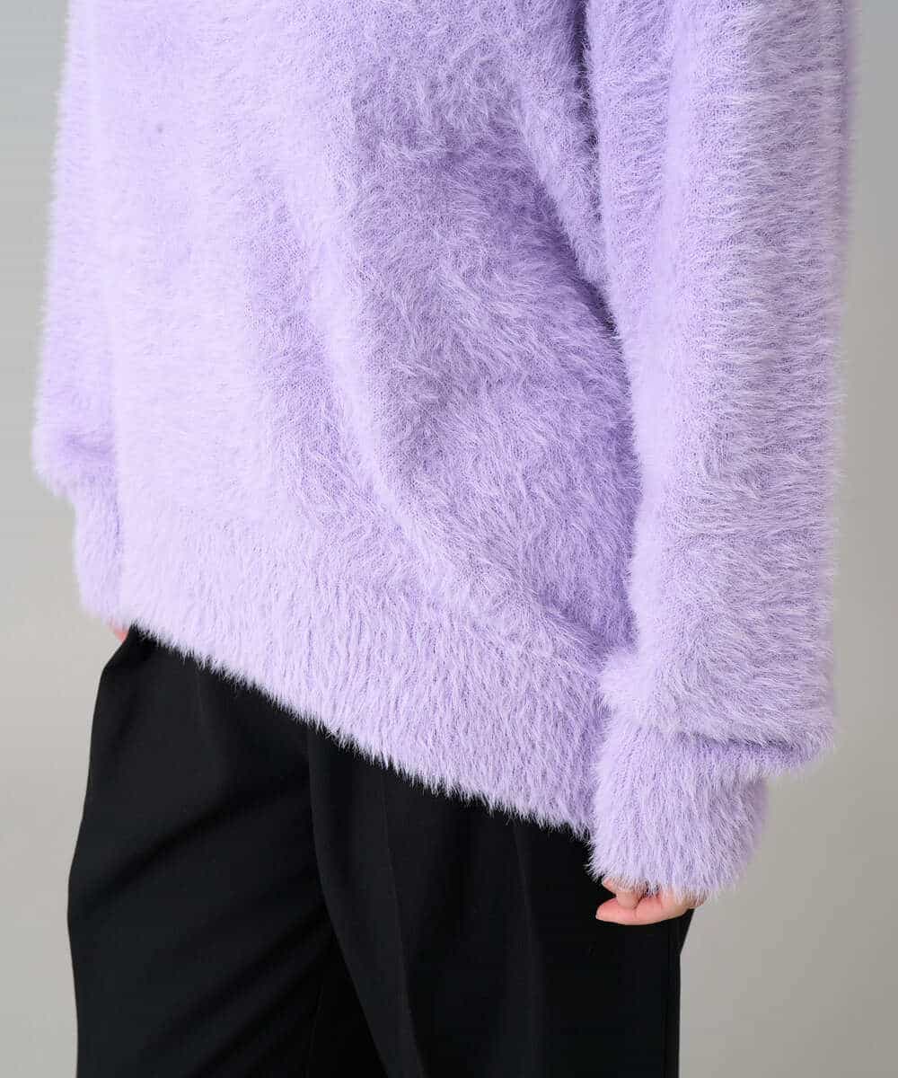 K3FLA21044 a.v.v Elmi(アー・ヴェ・ヴェ) 【低身長サイズ】フェザーヤーンVネックニット ダークグレー