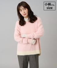 K3FLA32049 a.v.v Elmi(アー・ヴェ・ヴェ) 【低身長サイズ】フェザーヤーンバイカラーニット ピンク