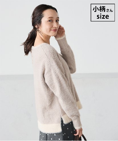 K3FLA32049 a.v.v Elmi 【低身長サイズ】フェザーヤーンバイカラーニット