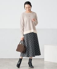 K3FLA32049 a.v.v Elmi(アー・ヴェ・ヴェ) 【低身長サイズ】フェザーヤーンバイカラーニット グレー