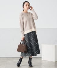 K3FLA32049 a.v.v Elmi(アー・ヴェ・ヴェ) 【低身長サイズ】フェザーヤーンバイカラーニット グレー