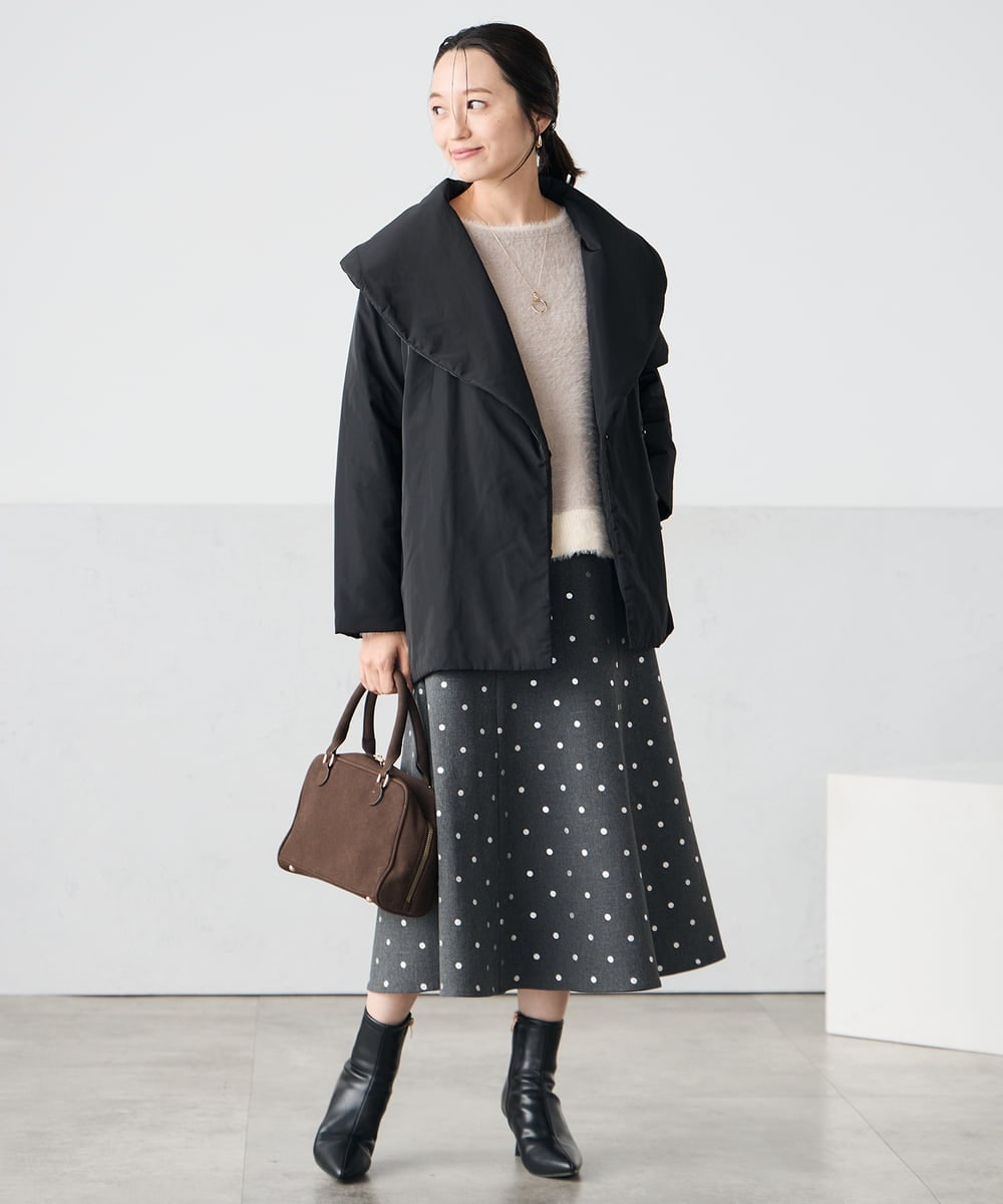 K3FLA32049 a.v.v Elmi(アー・ヴェ・ヴェ) 【低身長サイズ】フェザーヤーンバイカラーニット グレー