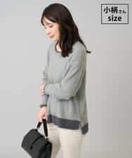 K3FLA32049 a.v.v Elmi(アー・ヴェ・ヴェ) 【低身長サイズ】フェザーヤーンバイカラーニット グレー