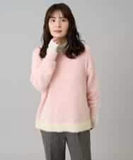 K3FLA32049 a.v.v Elmi(アー・ヴェ・ヴェ) 【低身長サイズ】フェザーヤーンバイカラーニット グレー