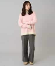 K3FLA32049 a.v.v Elmi(アー・ヴェ・ヴェ) 【低身長サイズ】フェザーヤーンバイカラーニット グレー