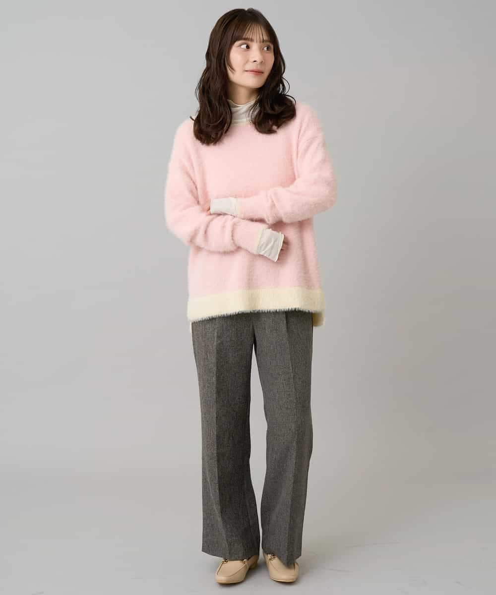 K3FLA32049 a.v.v Elmi(アー・ヴェ・ヴェ) 【低身長サイズ】フェザーヤーンバイカラーニット グレー