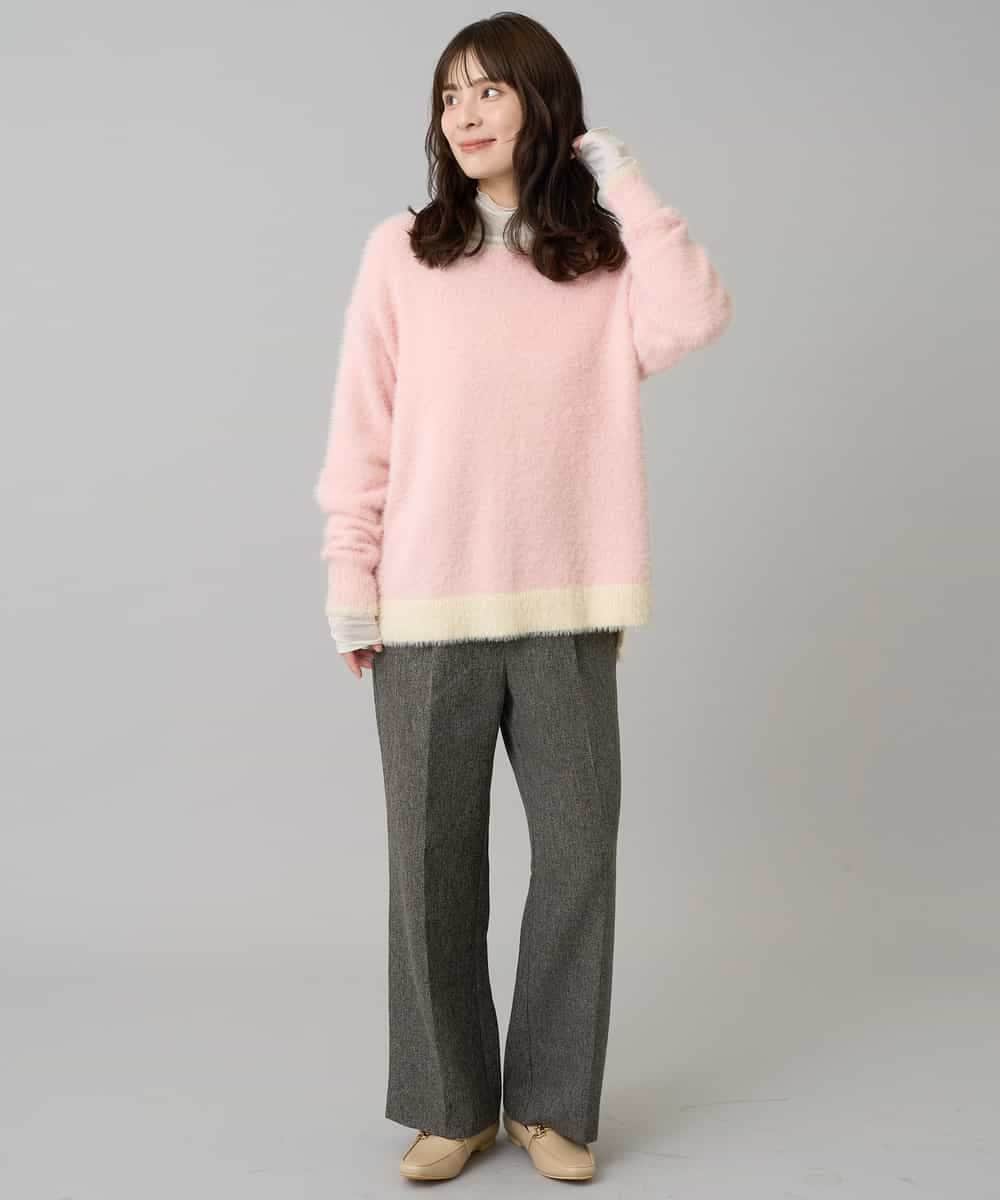 K3FLA32049 a.v.v Elmi(アー・ヴェ・ヴェ) 【低身長サイズ】フェザーヤーンバイカラーニット グレー