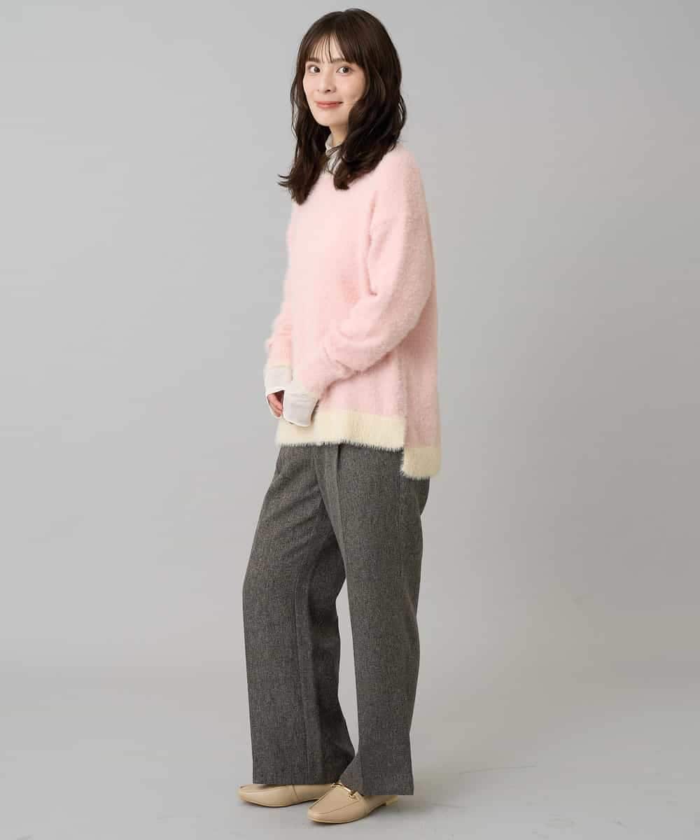 K3FLA32049 a.v.v Elmi(アー・ヴェ・ヴェ) 【低身長サイズ】フェザーヤーンバイカラーニット グレー