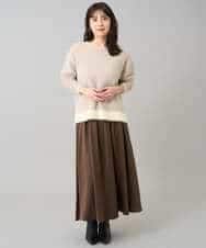 K3FLA32049 a.v.v Elmi(アー・ヴェ・ヴェ) 【低身長サイズ】フェザーヤーンバイカラーニット グレー