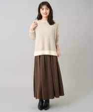 K3FLA32049 a.v.v Elmi(アー・ヴェ・ヴェ) 【低身長サイズ】フェザーヤーンバイカラーニット グレー