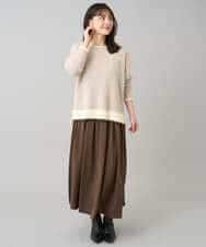 K3FLA32049 a.v.v Elmi(アー・ヴェ・ヴェ) 【低身長サイズ】フェザーヤーンバイカラーニット グレー