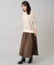 K3FLA32049 a.v.v Elmi(アー・ヴェ・ヴェ) 【低身長サイズ】フェザーヤーンバイカラーニット グレー