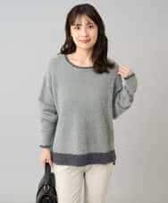 K3FLA32049 a.v.v Elmi(アー・ヴェ・ヴェ) 【低身長サイズ】フェザーヤーンバイカラーニット グレー