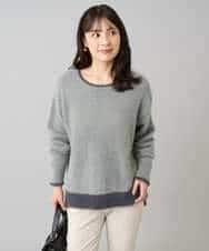 K3FLA32049 a.v.v Elmi(アー・ヴェ・ヴェ) 【低身長サイズ】フェザーヤーンバイカラーニット グレー