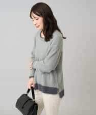 K3FLA32049 a.v.v Elmi(アー・ヴェ・ヴェ) 【低身長サイズ】フェザーヤーンバイカラーニット グレー