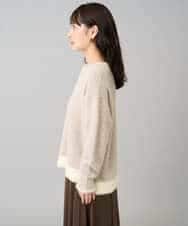 K3FLA32049 a.v.v Elmi(アー・ヴェ・ヴェ) 【低身長サイズ】フェザーヤーンバイカラーニット グレー