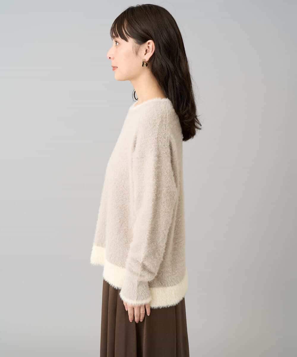 K3FLA32049 a.v.v Elmi(アー・ヴェ・ヴェ) 【低身長サイズ】フェザーヤーンバイカラーニット グレー