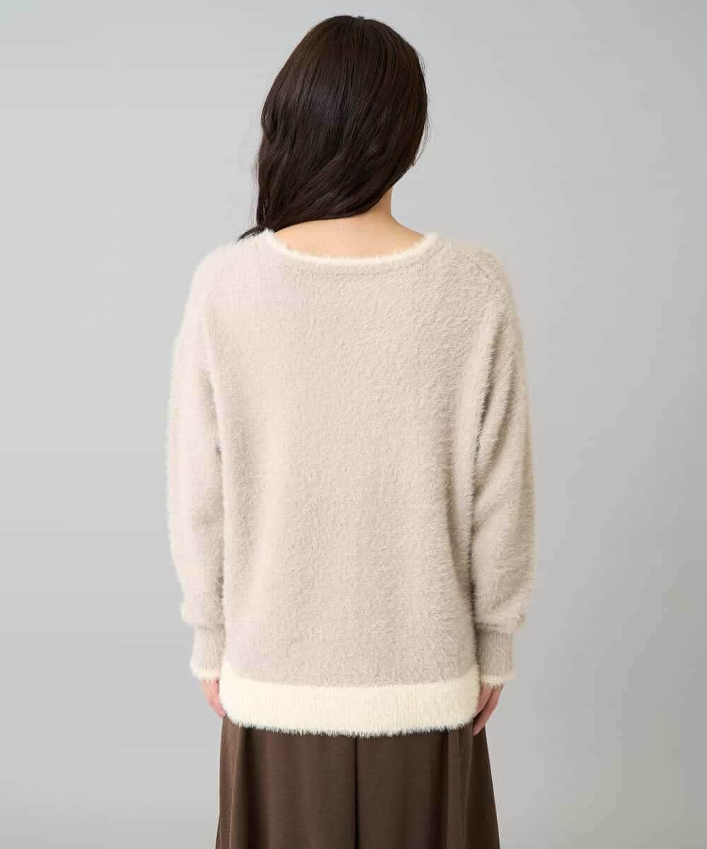 K3FLA32049 a.v.v Elmi(アー・ヴェ・ヴェ) 【低身長サイズ】フェザーヤーンバイカラーニット グレー