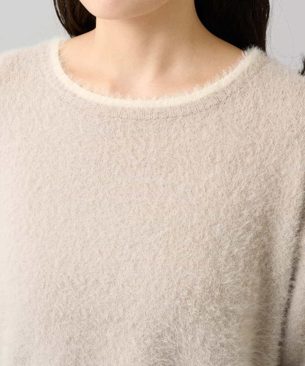 K3FLA32049 a.v.v Elmi(アー・ヴェ・ヴェ) 【低身長サイズ】フェザーヤーンバイカラーニット グレー