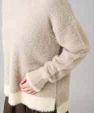 K3FLA32049 a.v.v Elmi(アー・ヴェ・ヴェ) 【低身長サイズ】フェザーヤーンバイカラーニット グレー