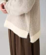 K3FLA32049 a.v.v Elmi(アー・ヴェ・ヴェ) 【低身長サイズ】フェザーヤーンバイカラーニット グレー