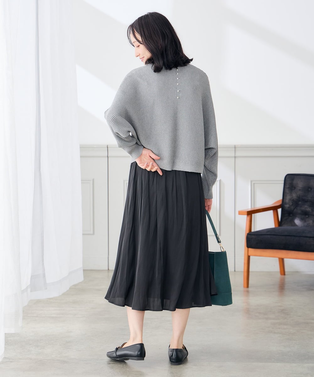 K3FLD37049 a.v.v Elmi(アー・ヴェ・ヴェ) 【低身長サイズ】バックパール ショート丈 ニット レッド
