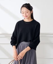 K3FLD37049 a.v.v Elmi(アー・ヴェ・ヴェ) 【低身長サイズ】バックパール ショート丈 ニット レッド