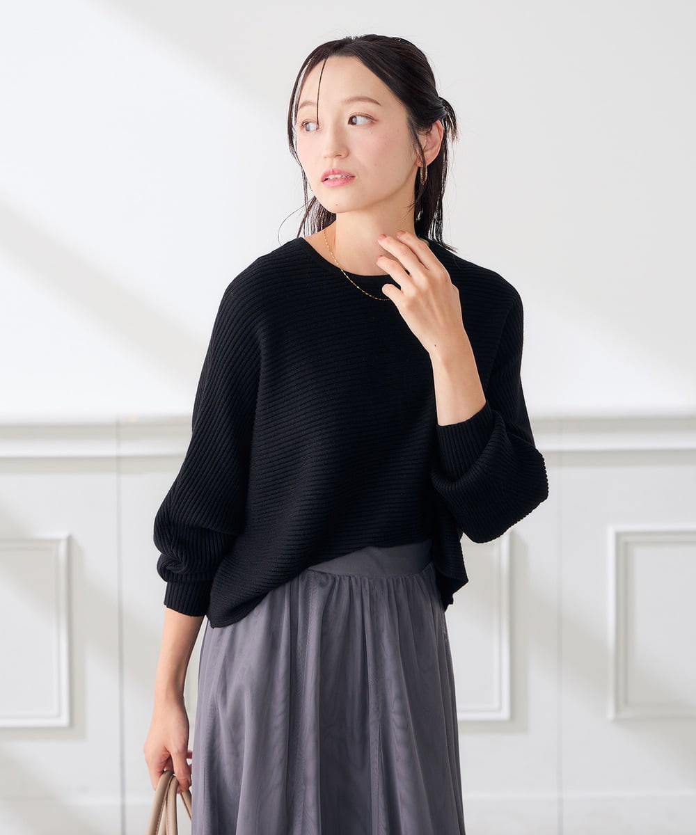 K3FLD37049 a.v.v Elmi(アー・ヴェ・ヴェ) 【低身長サイズ】バックパール ショート丈 ニット レッド