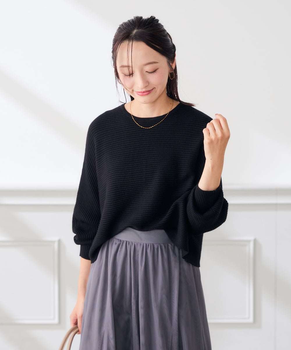 K3FLD37049 a.v.v Elmi(アー・ヴェ・ヴェ) 【低身長サイズ】バックパール ショート丈 ニット レッド