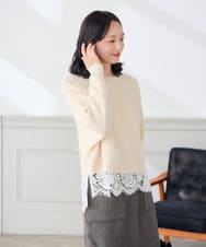 K3FLD37049 a.v.v Elmi(アー・ヴェ・ヴェ) 【低身長サイズ】バックパール ショート丈 ニット レッド