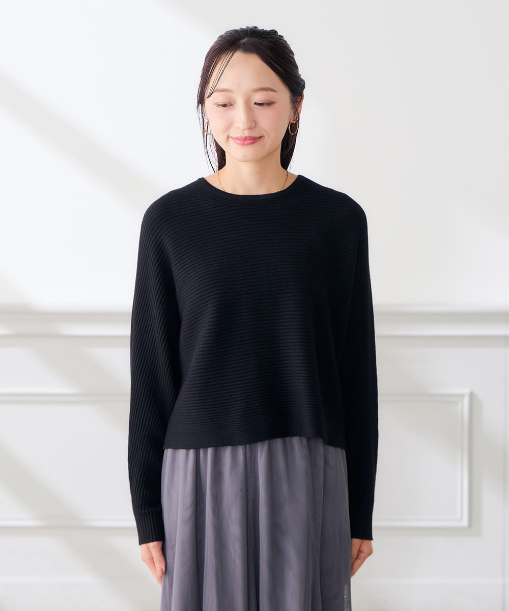 K3FLD37049 a.v.v Elmi(アー・ヴェ・ヴェ) 【低身長サイズ】バックパール ショート丈 ニット レッド