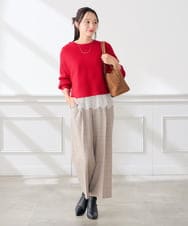 K3FLD37049 a.v.v Elmi(アー・ヴェ・ヴェ) 【低身長サイズ】バックパール ショート丈 ニット レッド