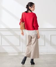 K3FLD37049 a.v.v Elmi(アー・ヴェ・ヴェ) 【低身長サイズ】バックパール ショート丈 ニット レッド